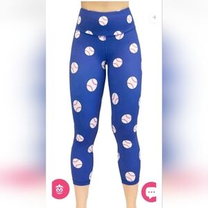 Kali NWT Baseball Print Capri Leggings Size Medium Athletic Wear $92